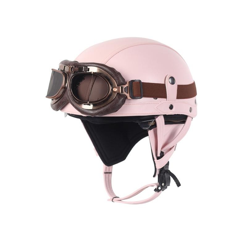 Casque Vintage KCO L 59-60cm Rose / Pink avec lunettes/masque intégré