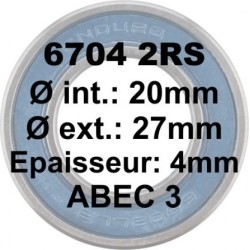 Roulement ENDURO Bearings 6704 2RS CN 20x27x4 ABEC 3
