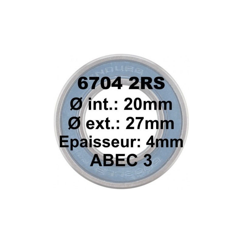 Roulement ENDURO Bearings 6704 2RS CN 20x27x4 ABEC 3