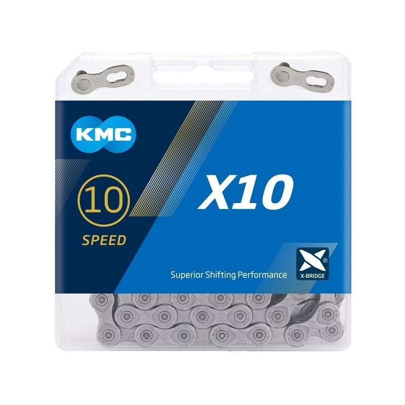 Chaine KMC X10 10 vitesses 114 Maillons Silver